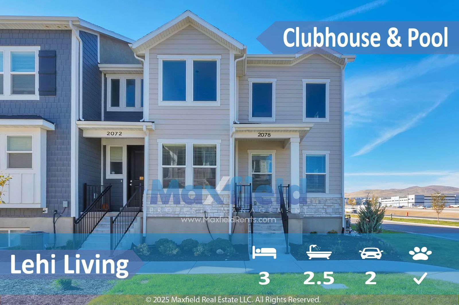 Great Townhome in Lehi - 3BD - 2BTH - 2GAR - Clubhouse & Pool. property image