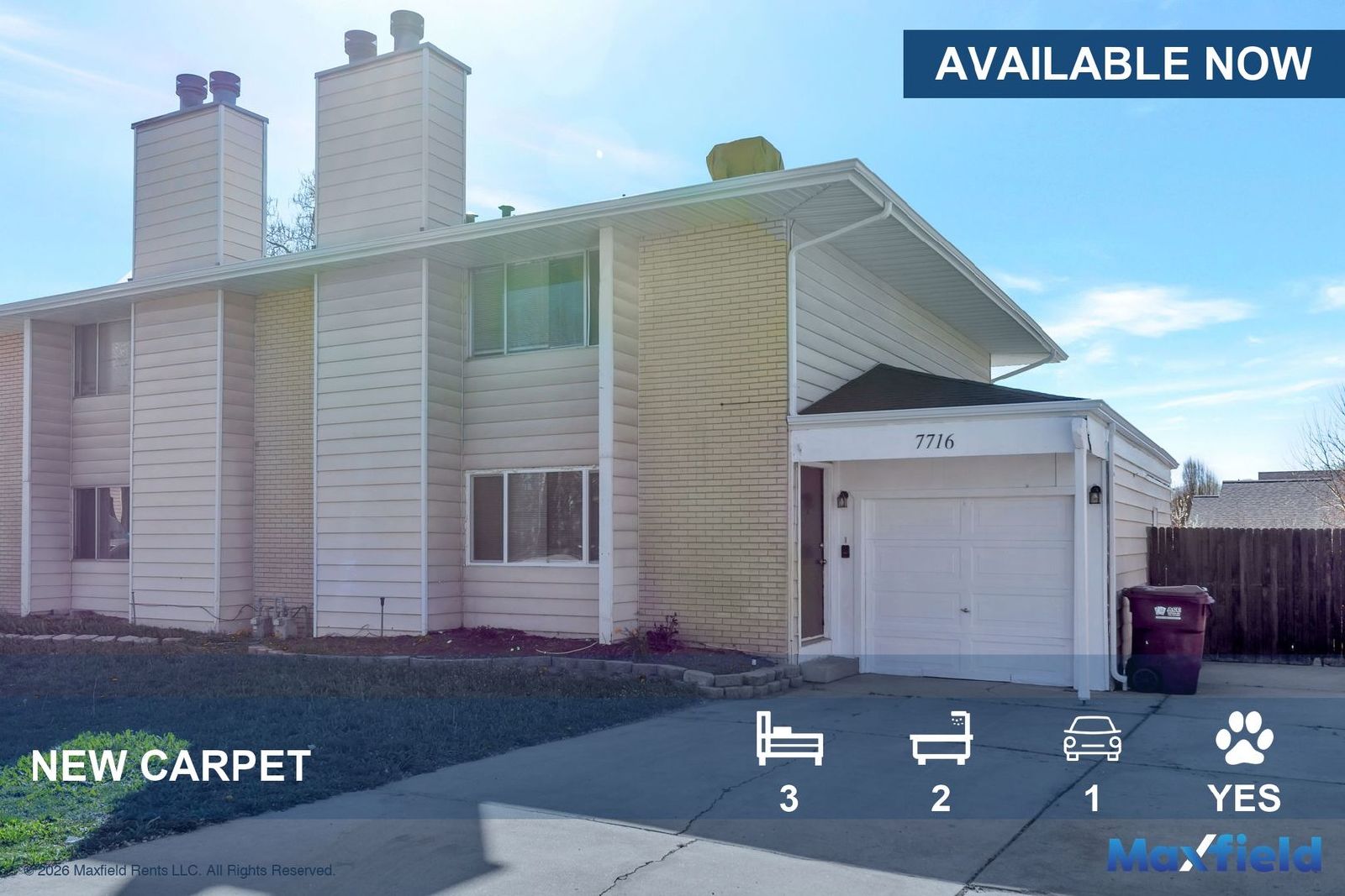 NEW CARPET - 3 Bed, 2 Bath Midvale Duplex with Garage property image